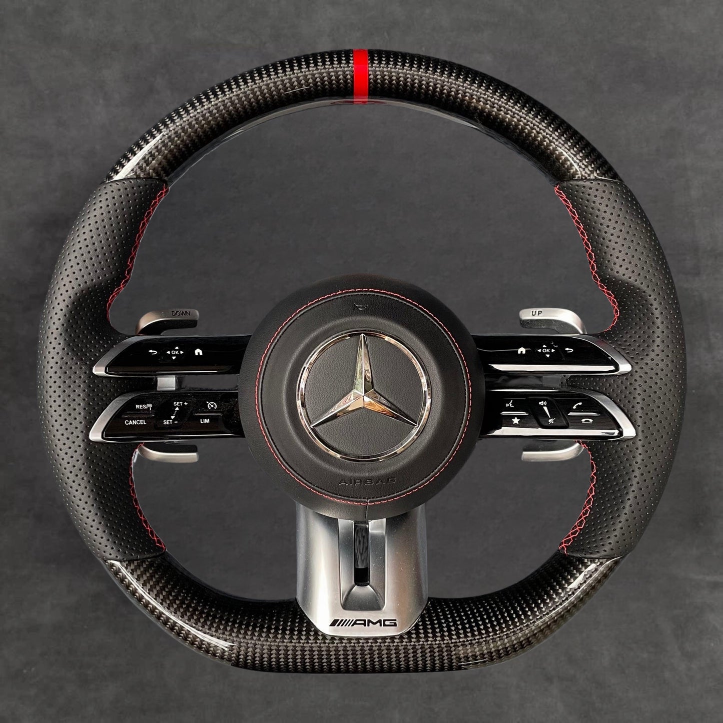 Carbon Fiber Steering Wheel Leather Mercedes Luxury Haptic AMG 2020+