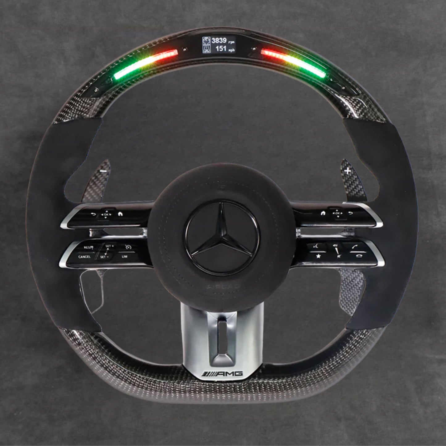 LED Carbon Fiber Steering Wheel Alcantara Mercedes Luxury Haptic AMG 2020+