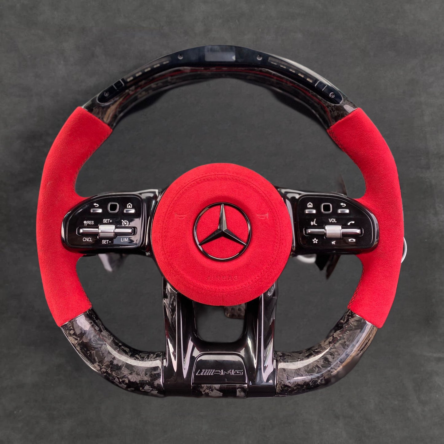 LED Forged Carbon Fiber AMG Performance Steering Wheel Alcantara