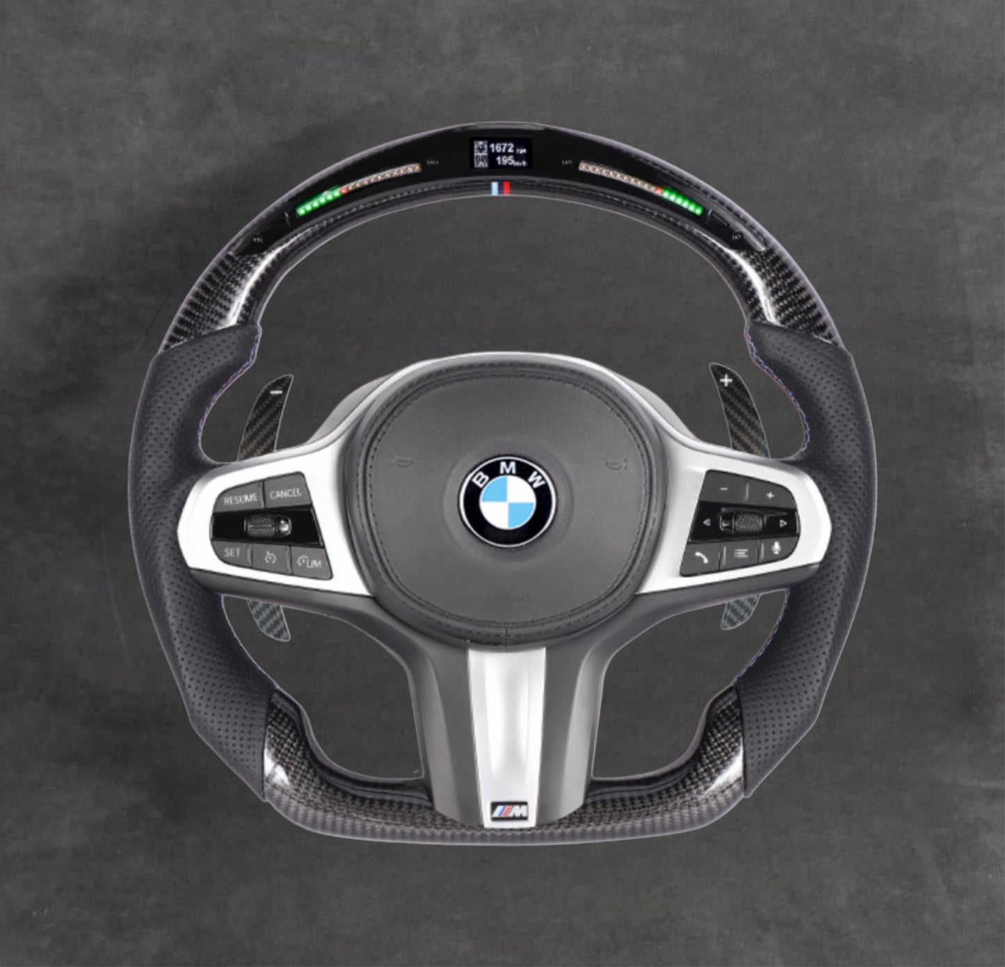 LED Carbon Fiber Steering Wheel M-Competition Edition Leather G-Series F91/ F92/ F93/F95/F96/F90 LCI/F87 LCI