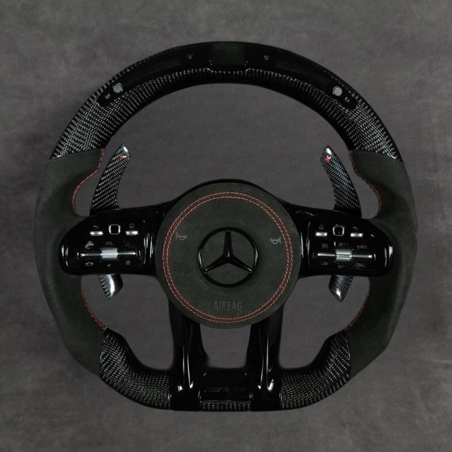 LED Carbon Fiber AMG Performance Steering Wheel Alcantara