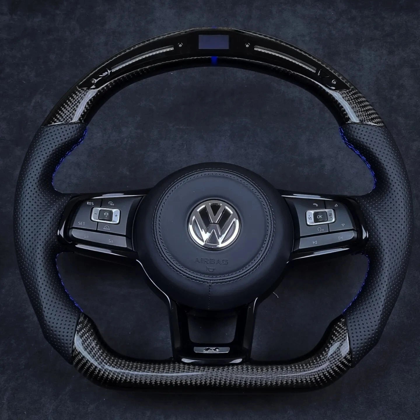 LED Carbon Fiber Steering Wheel Leather VOLKSWAGEN