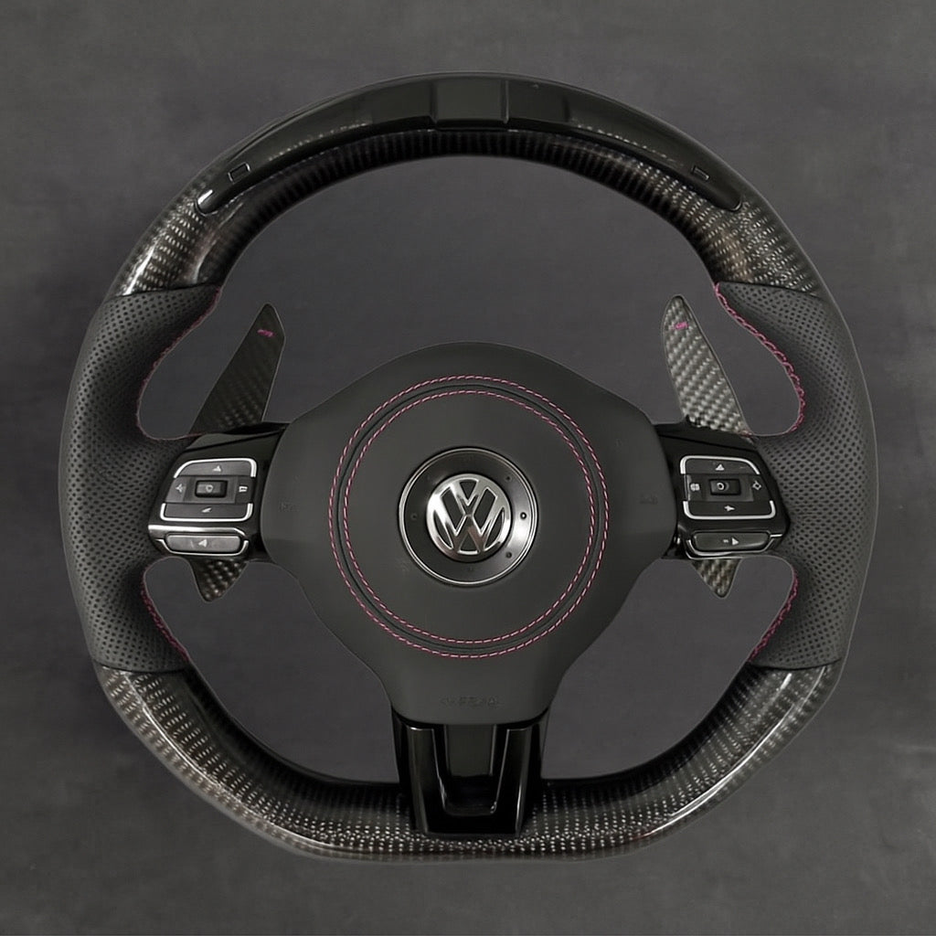 LED Carbon Fiber Steering Wheel Leather VOLKSWAGEN