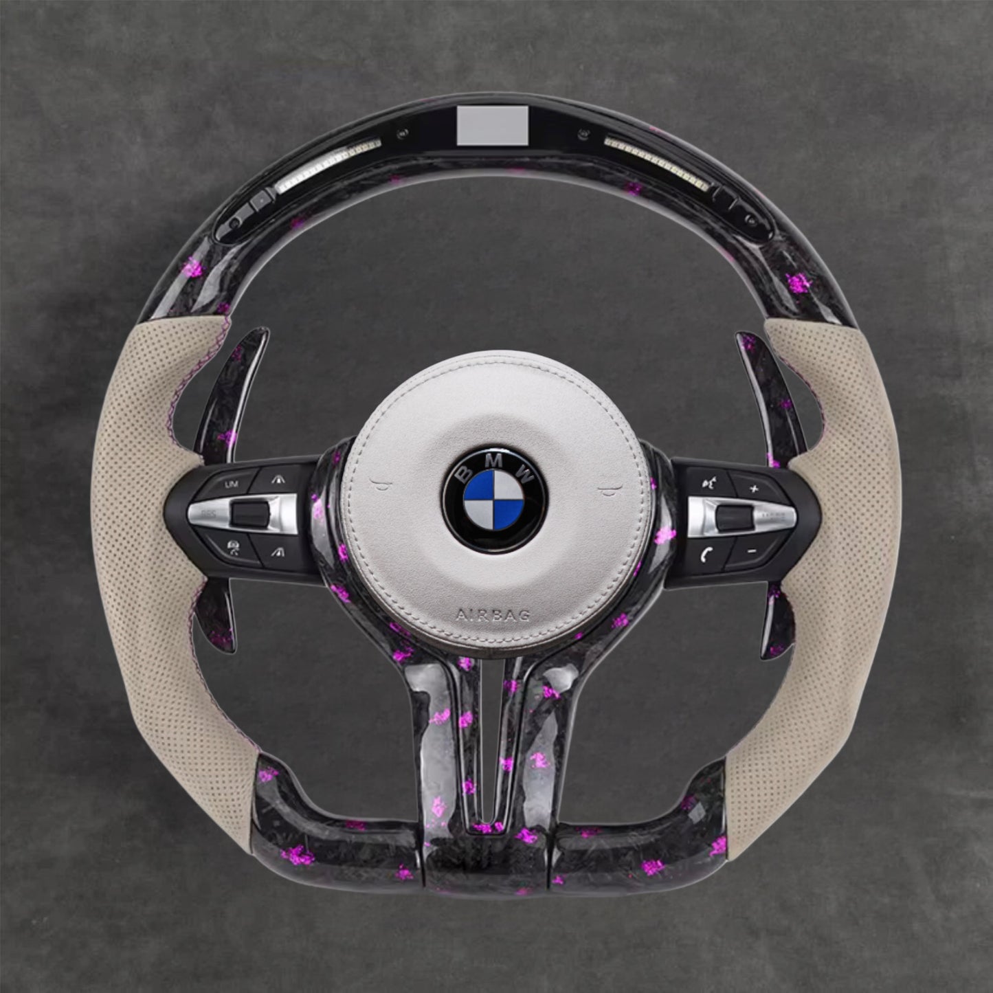 LED Forged Carbon Fiber Steering Wheel Leather F-Series