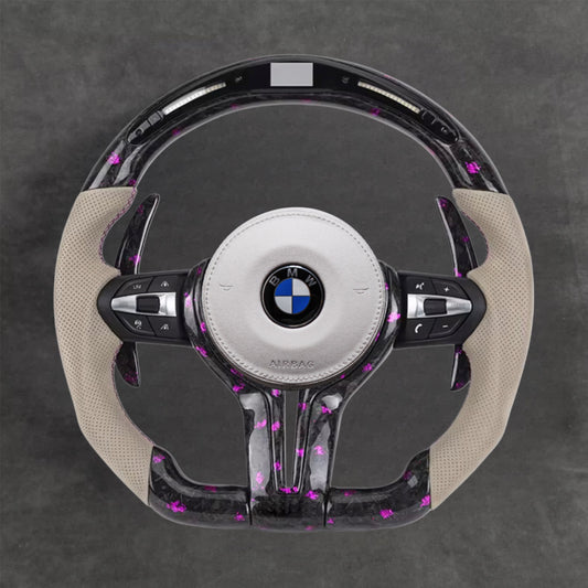 LED Forged Carbon Fiber Steering Wheel Leather F-Series
