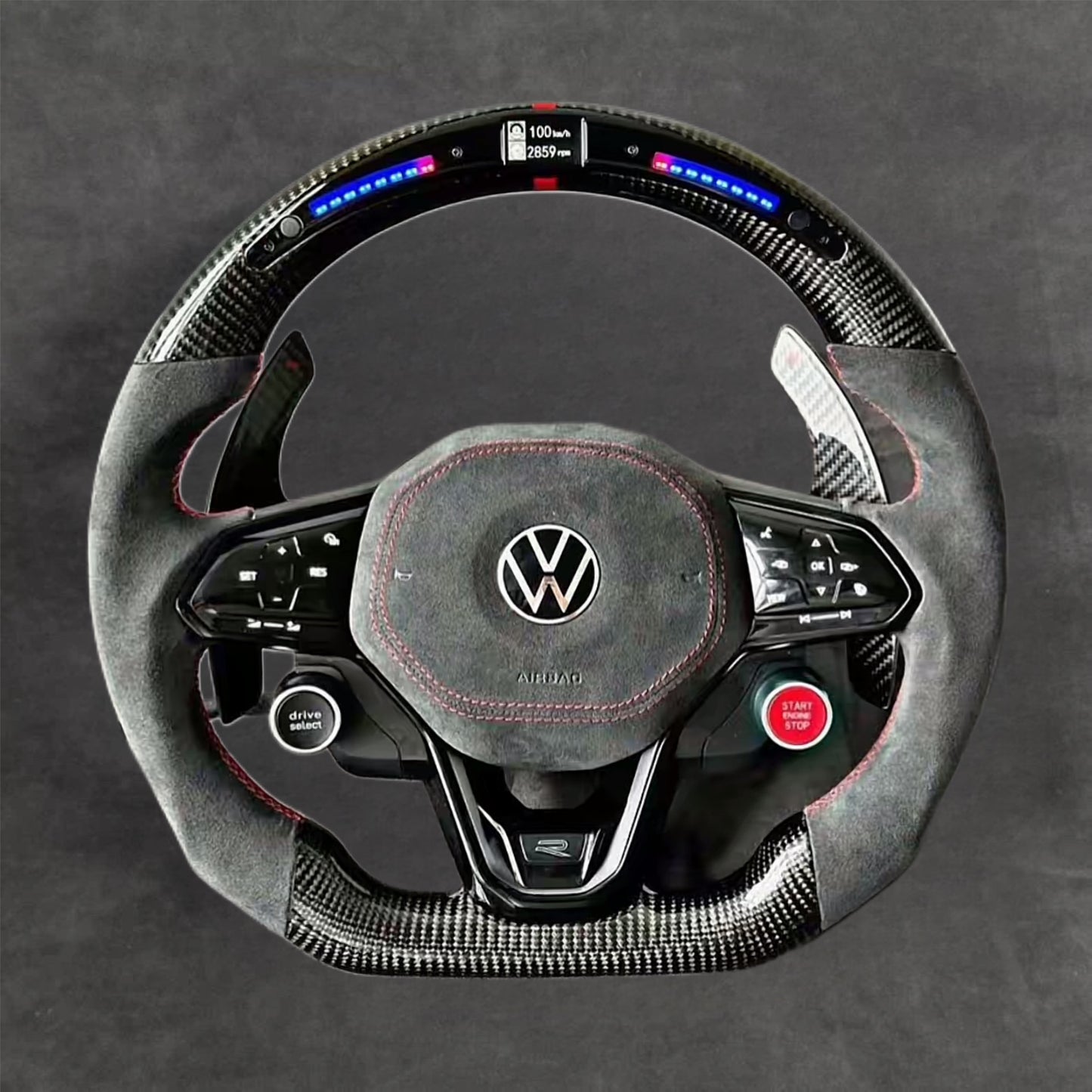 Limited Edition LED Carbon Fiber Steering Wheel Alcantara VOLKSWAGEN