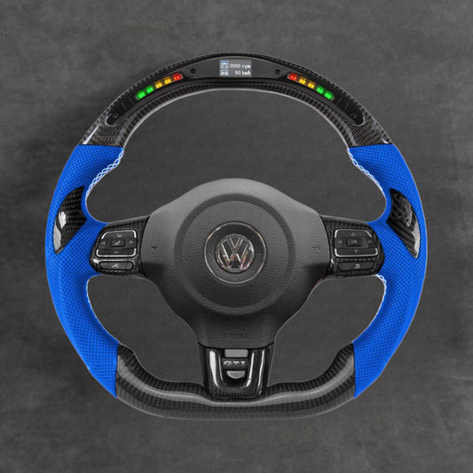 Blue Edition LED Carbon Fiber Steering Wheel Leather VOLKSWAGEN