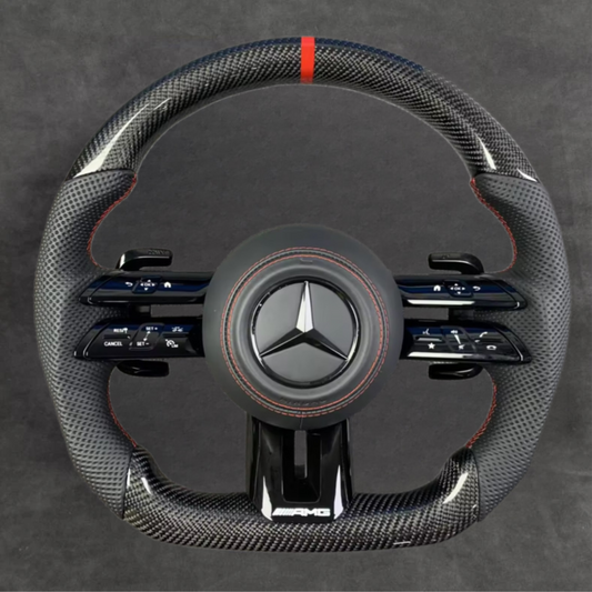 Carbon Fiber Steering Wheel Leather Mercedes Luxury Haptic AMG 2020+