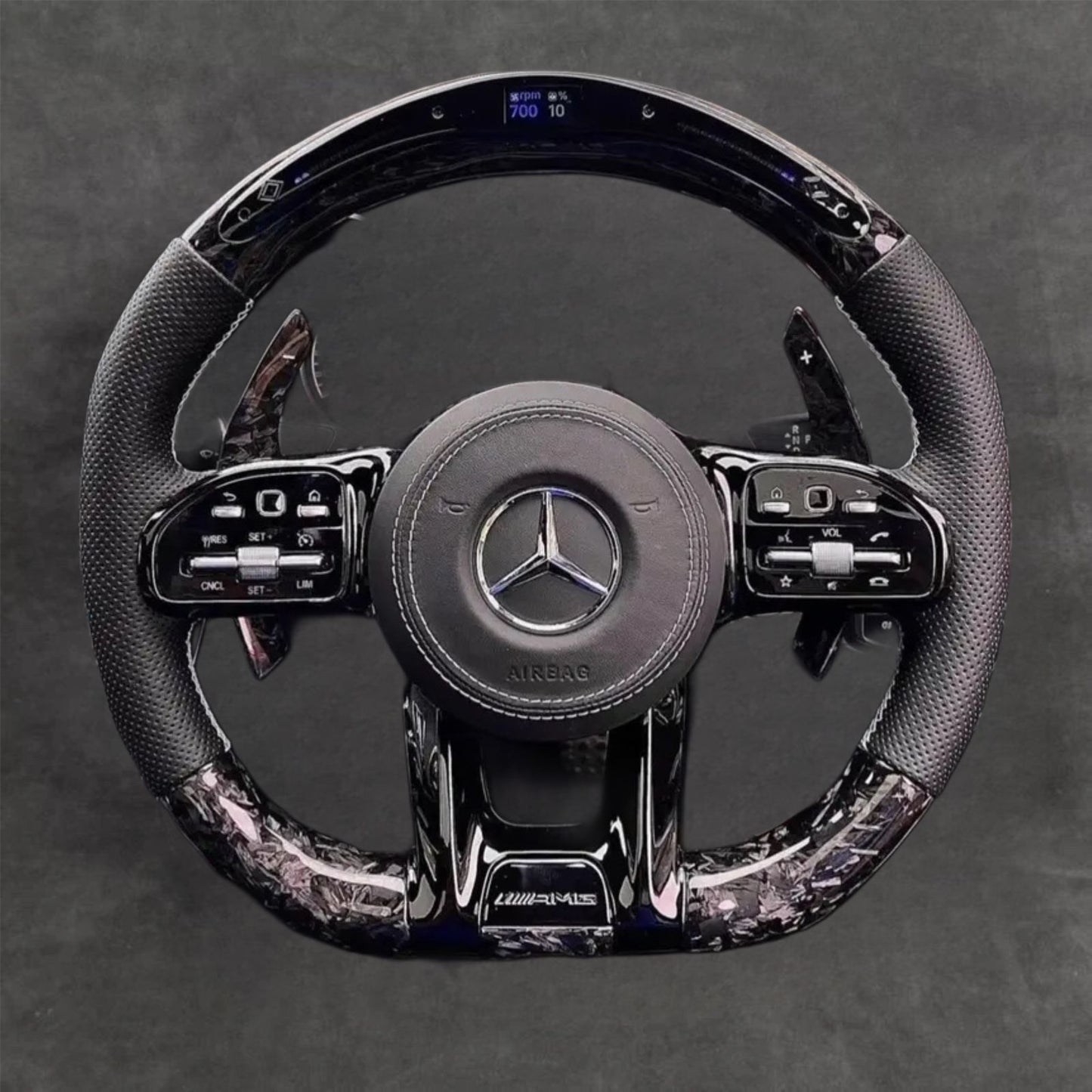 LED Forged Carbon Fiber AMG Performance Steering Wheel Leather