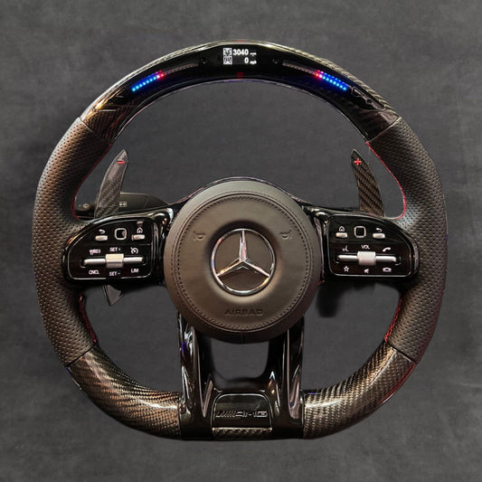 LED Carbon Fiber AMG Performance Steering Wheel Leather