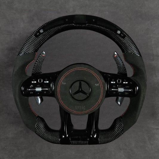 LED Carbon Fiber AMG Performance Steering Wheel Alcantara